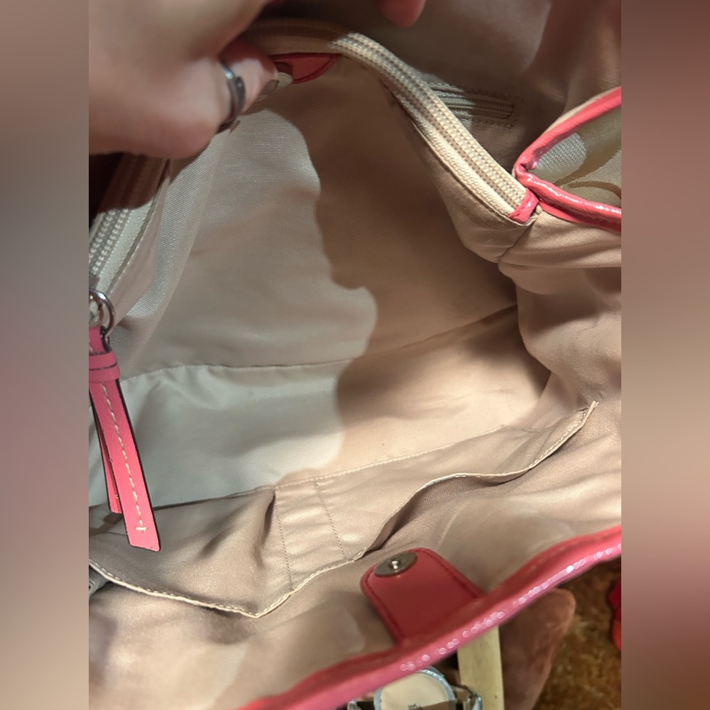 2013 Coach Pink Signature Stripe Carryall Tote Satchel Bag w/ Duel Hangtags - Picture 13 of 15
